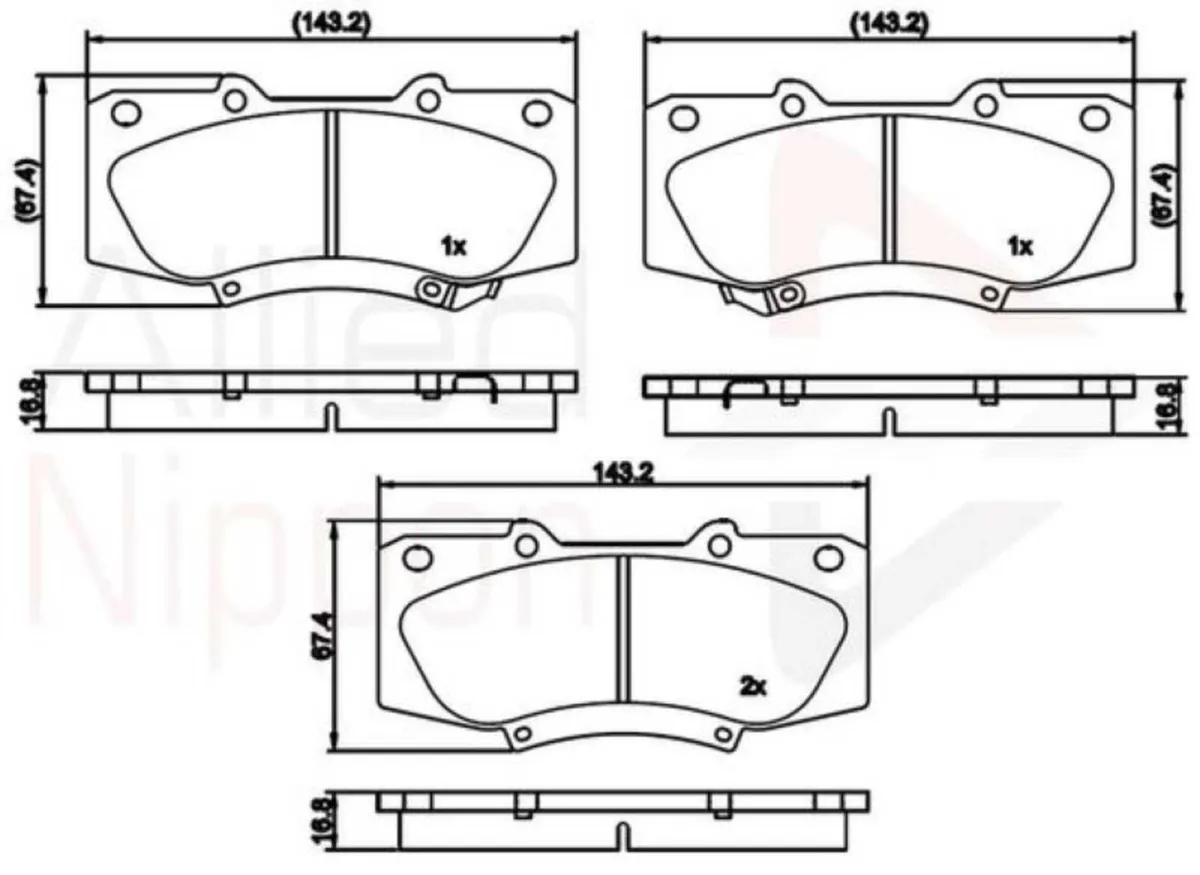 Toyota Hilux 2009-2016 Front Brake Pads - Image 1