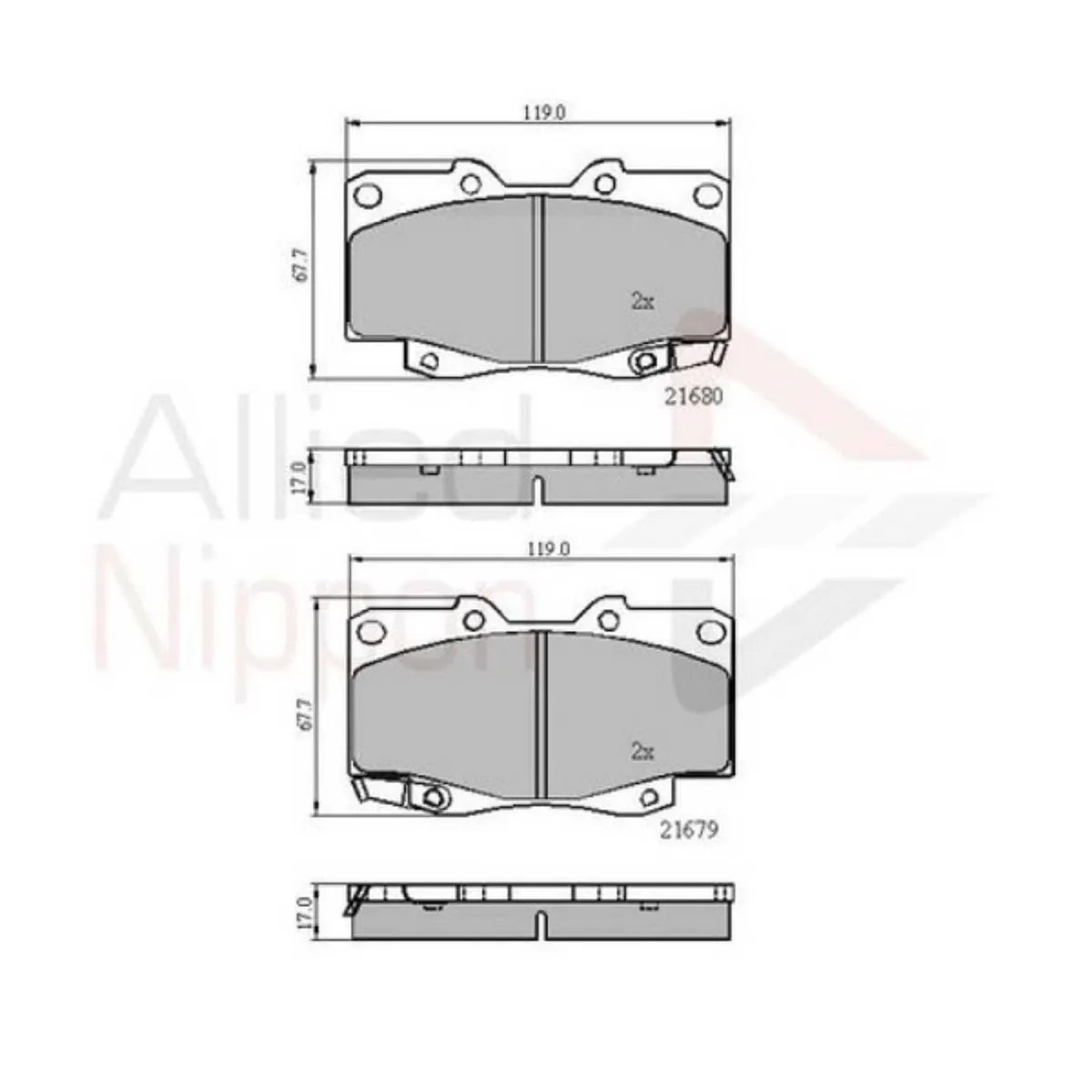 Toyota Hilux 2005-2009 Front Brake Pads - Image 1