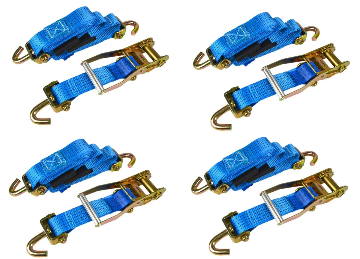 4x Recovery Car Transporter Tie Down Ratchet Strap - Image 1
