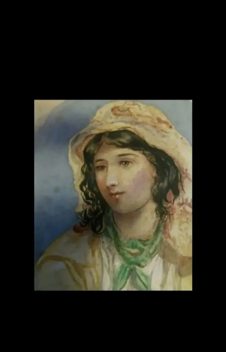 R. Hayward painting 1876 aquarelle - Image 1