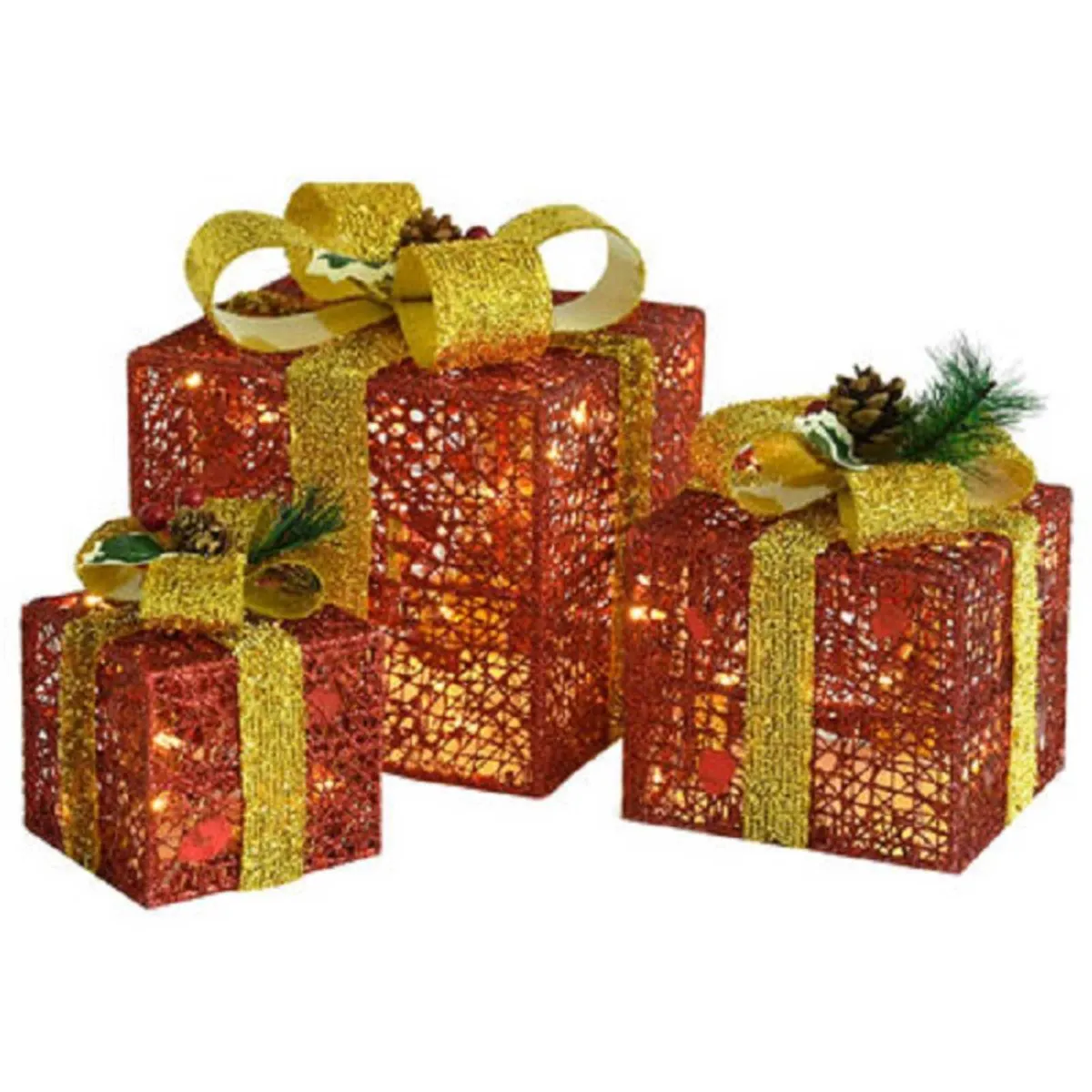 vidaXL Decorative Christmas Gift Boxes 3 pcs Red O