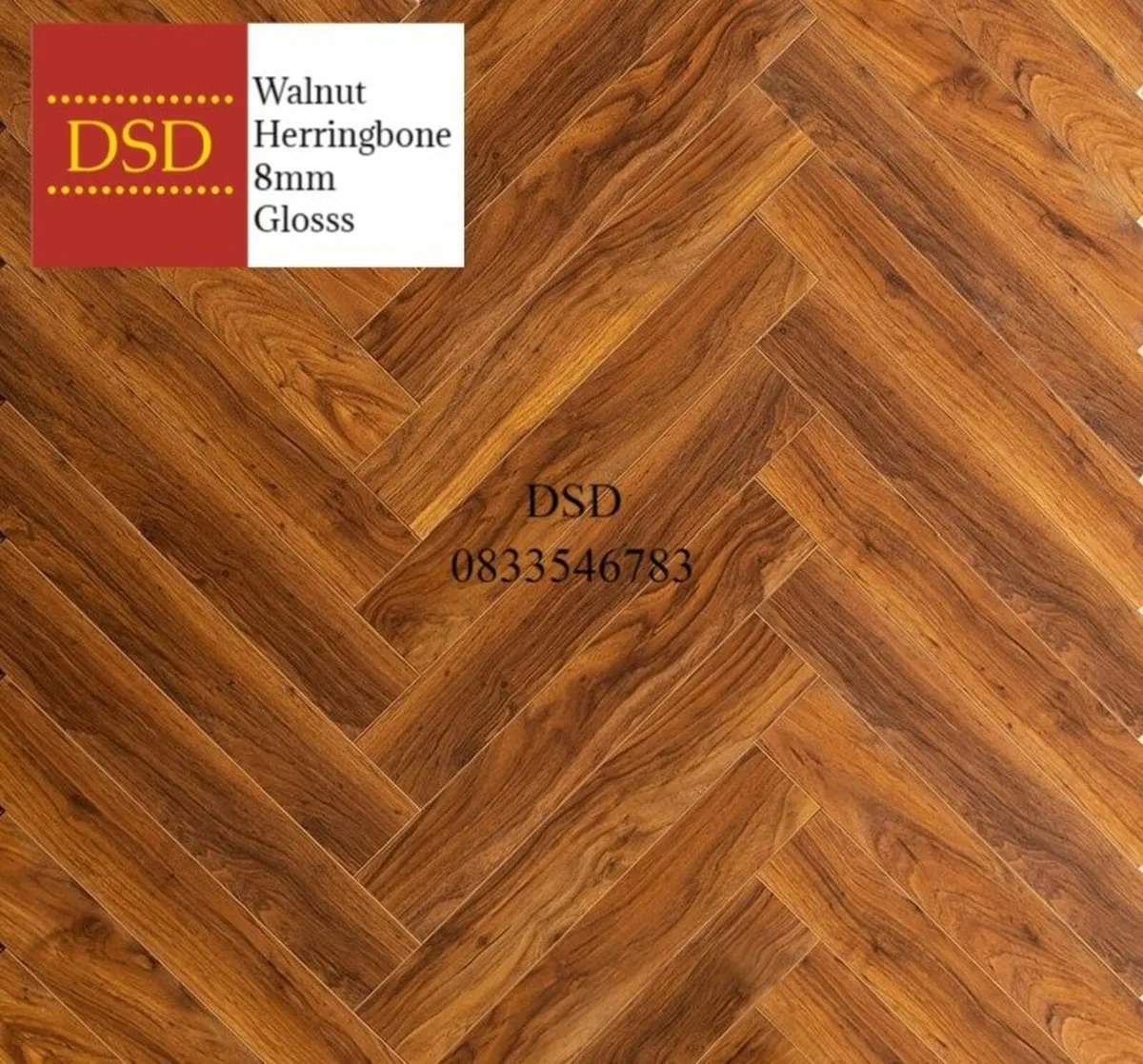 Walnut Herringbone 8mm Gloss Flooring