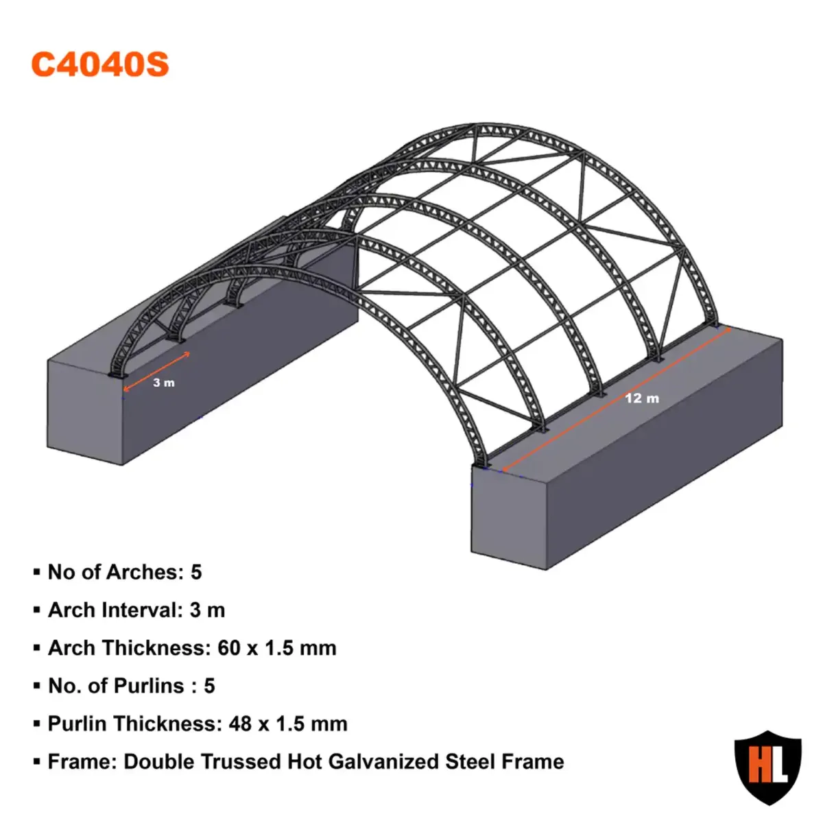 Container Shelter 40 x 40 Double Truss - Image 3