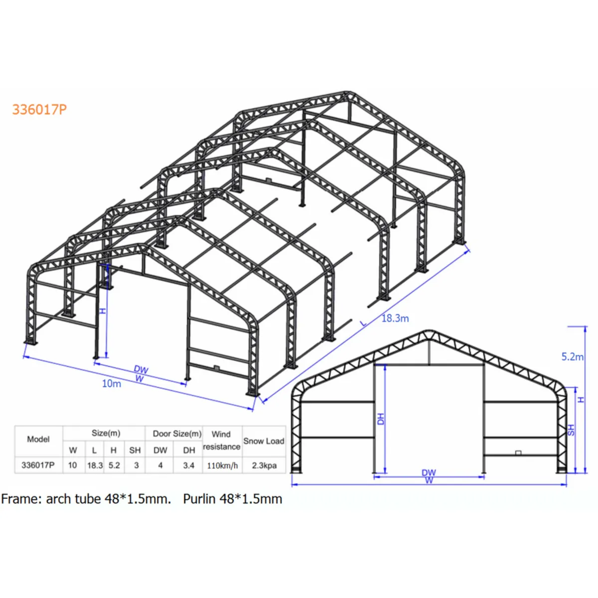 33 x 60 x 17ft Storage tent - Image 1