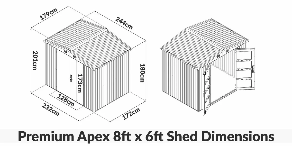 The Premium 8ft x 6ft Steel Garden Shed - Image 4