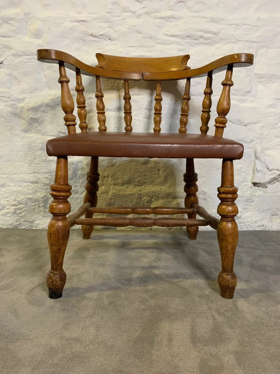 Large Victorian beech armchair. - Image 2