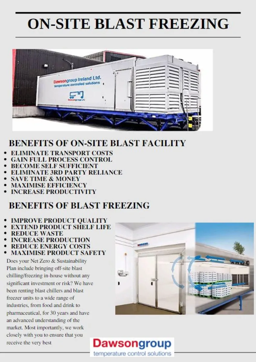 Blast Freezer/Chiller 31 Pallet Capacity Available Now For Rent Or Sale