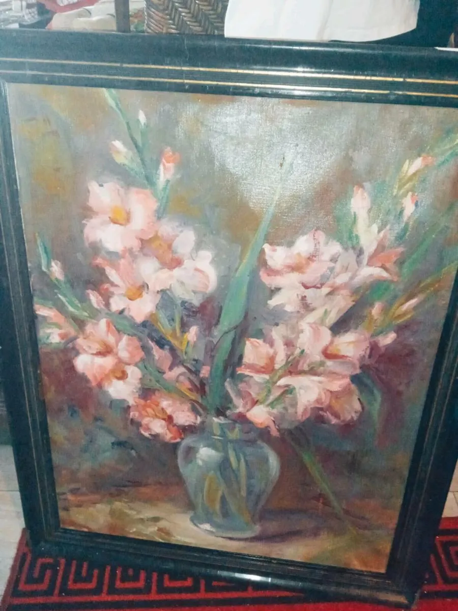 Gladiolus -antique oil painting