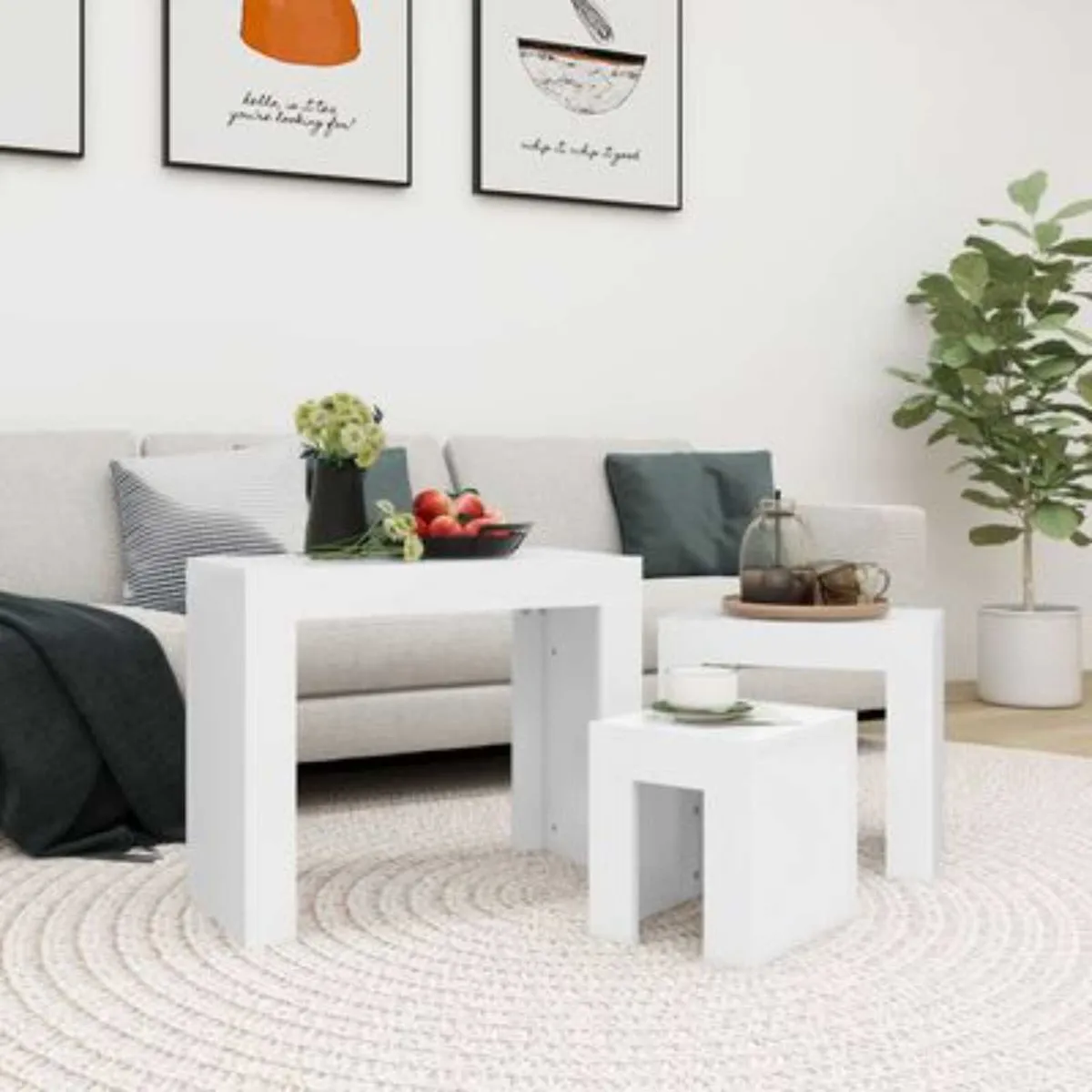 Plain white store side table