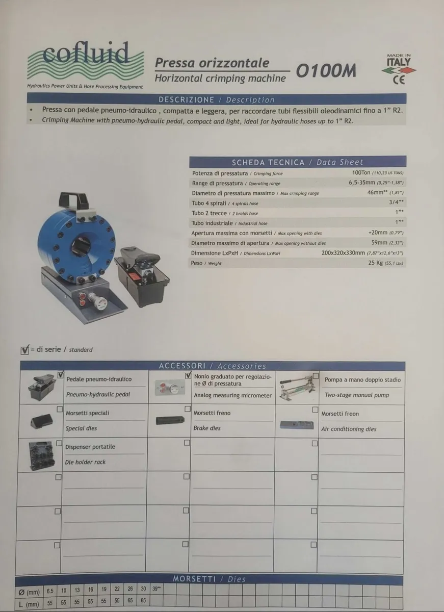 Hydraulic Portable Crimper COFLUID - 100% Italian - Image 3