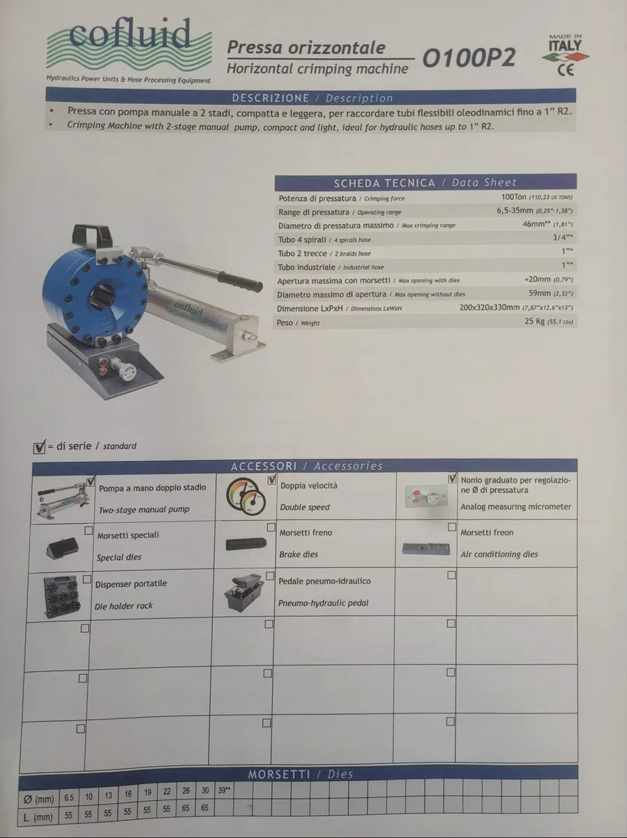 Hydraulic Portable Crimper COFLUID - 100% Italian - Image 4