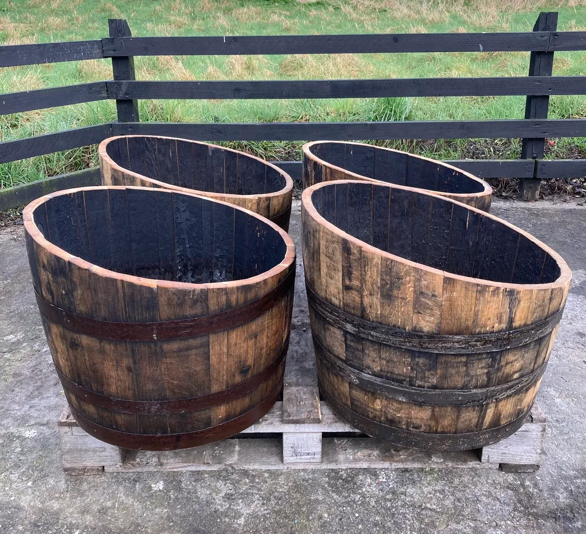 Reclaimed solid oak whiskey barrels / casks. - Image 4