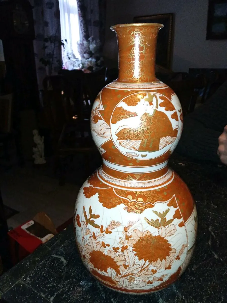 19th century double gourds Kutani vase - Image 1