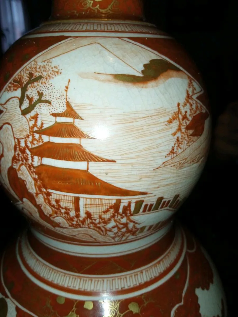 19th century double gourds Kutani vase - Image 3