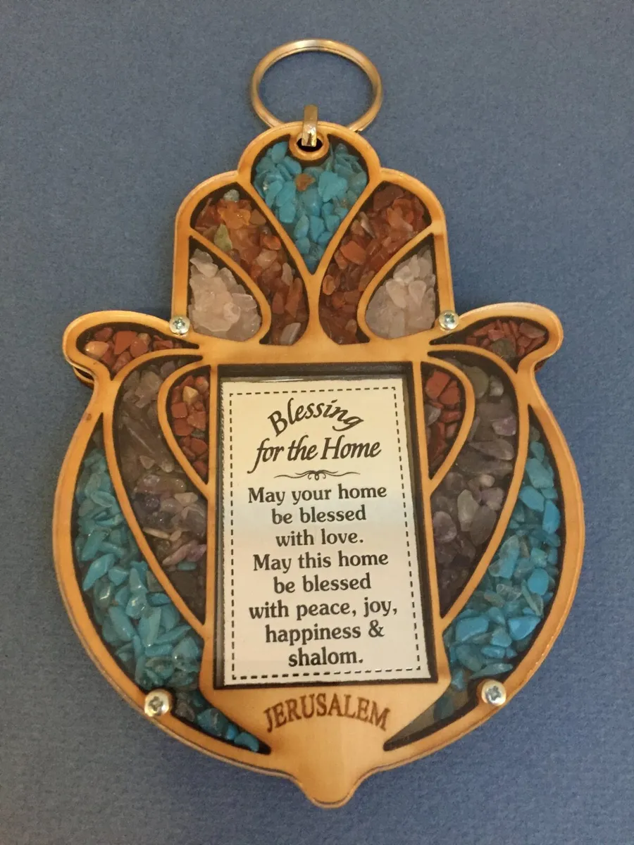 Wooden Hamsa Blessing for Home - Good Luck Home - Image 1