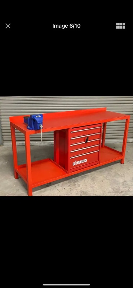 Workshop bench with toolchest & vice - Image 1