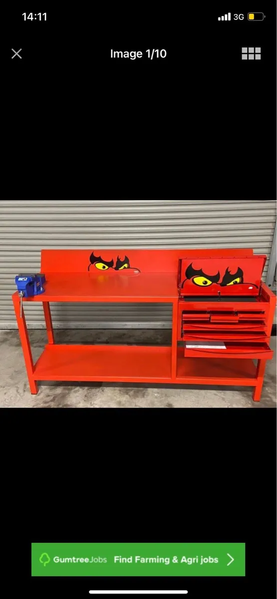 Workshop bench with toolchest & vice - Image 1