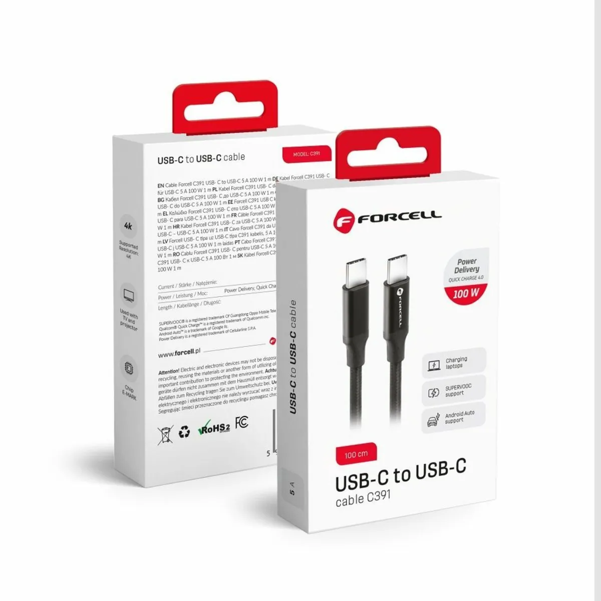 Forcell C391 Type-C to Type-C PD100W 4K Thunderbolt Cable