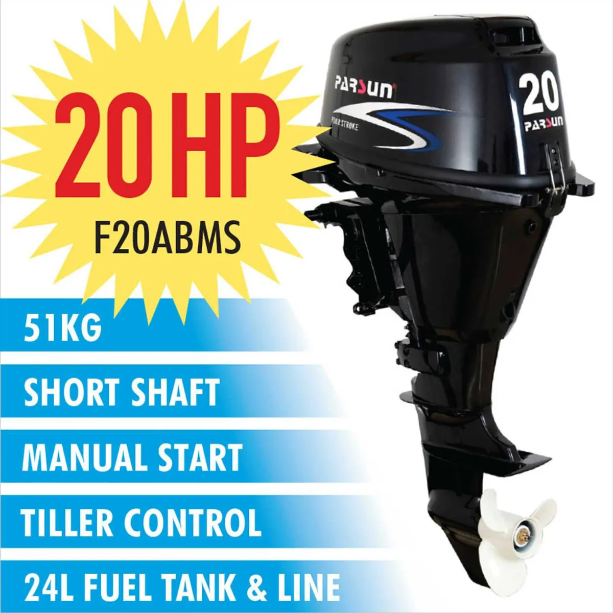 NEW 20HP PARSUN OUTBOARD MOTOR - Image 1