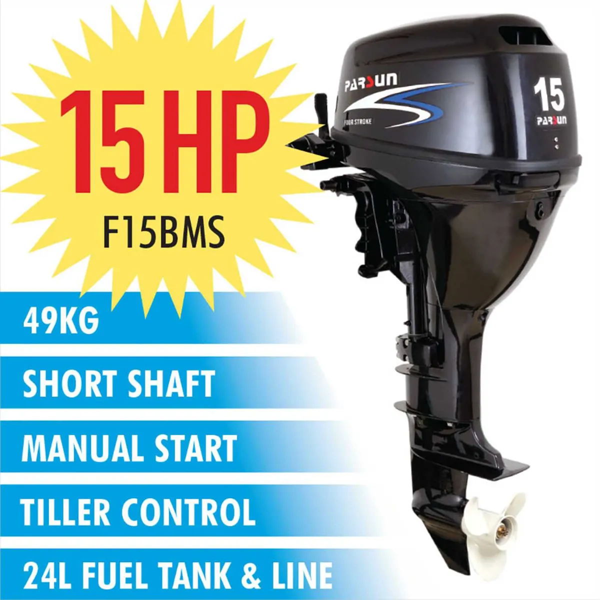 15HP Parsun Outboard Motor Short Shaft 4-Stroke - Image 1