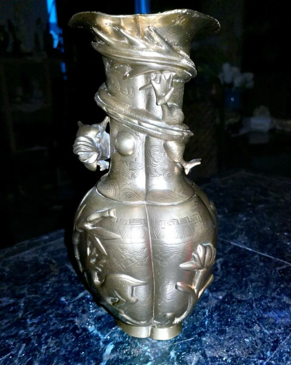 Antique Chinese heavy brass vase