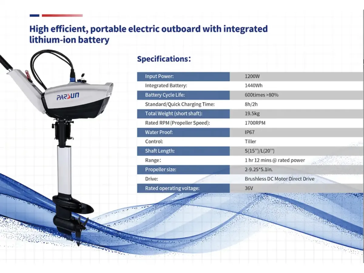 JOY 1.2 ELECTRIC OUTBOARD MOTOR 1440Wh Lithium bat - Image 2