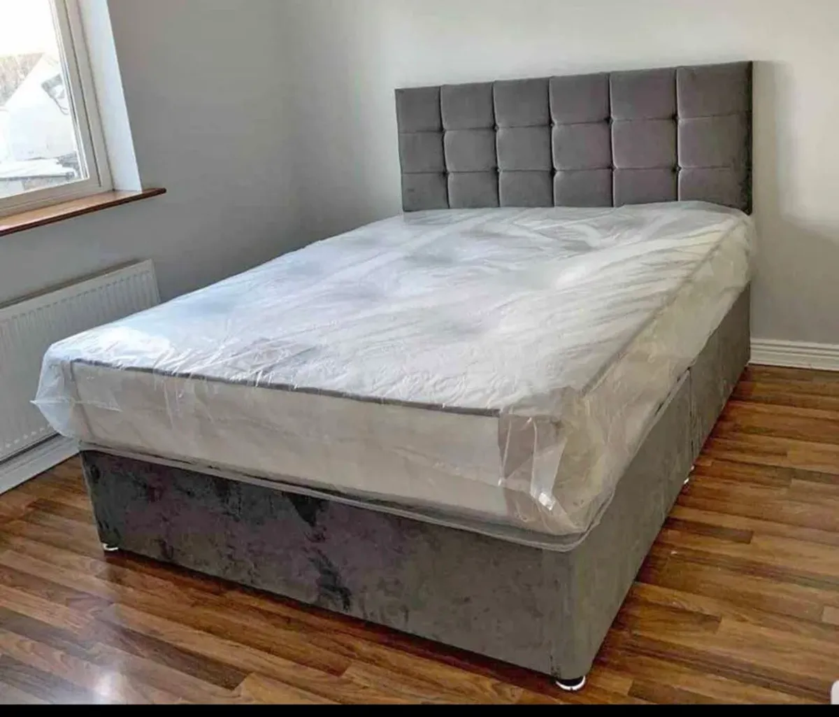 Grey divan deals small double bed