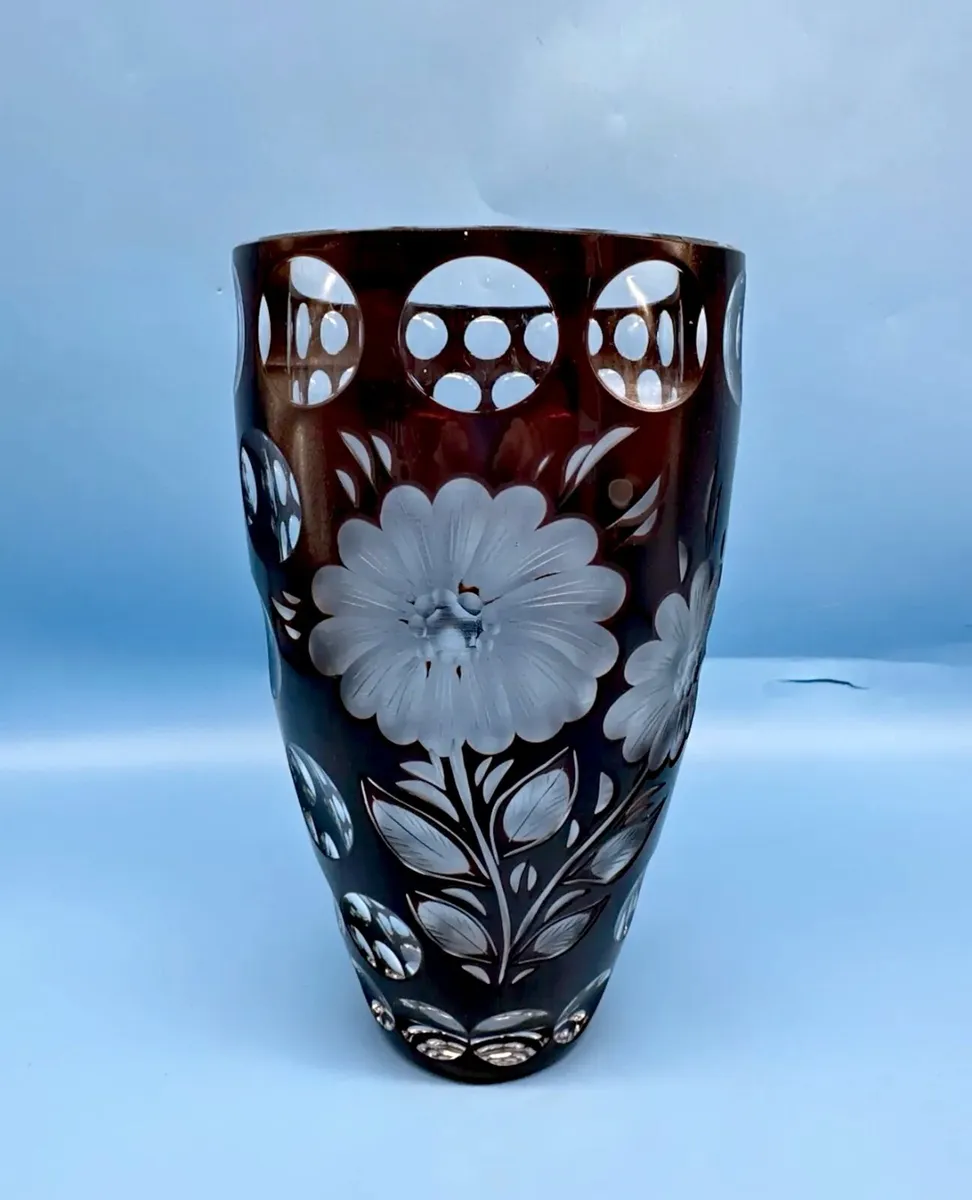 Handcut Ruby antique crystal vase