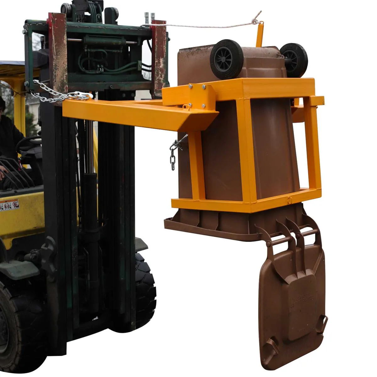 Wheelie Bin Tipping Emptying Forklift Attachment