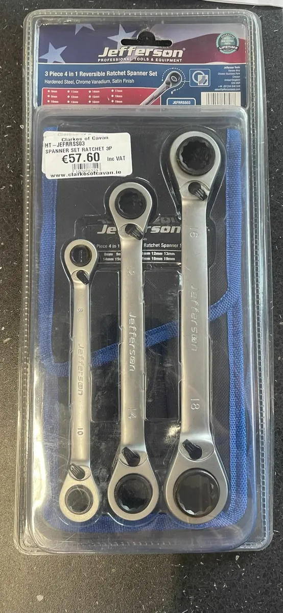 Jefferson Ratchet Spanner Set 3 Piece