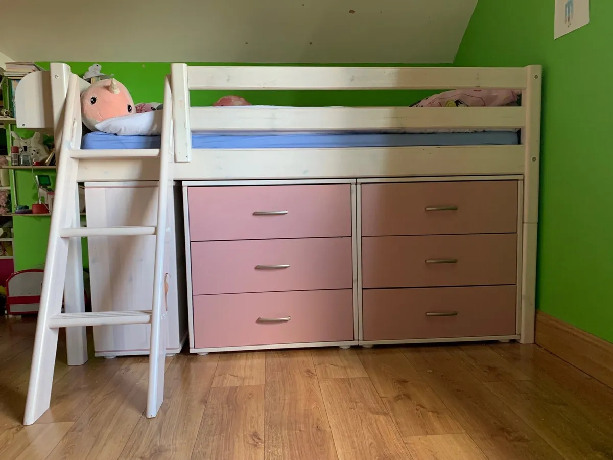 Flexa bed with drawers and shelves.