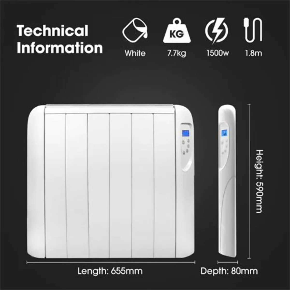 Futura 1500w Eco Low Energy Electric Radiator - Image 4