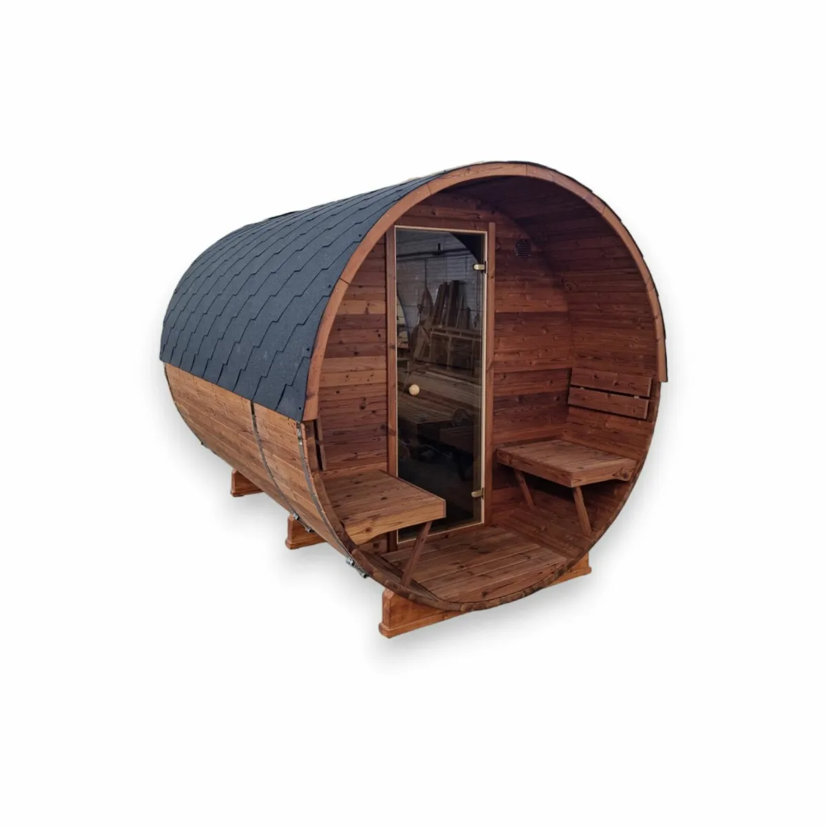 Sauna barrel 3 m thermowood 100 proc. panoramic