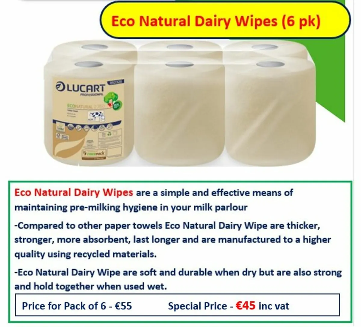Eco Dairy Wipes for sale at FDS - special offer