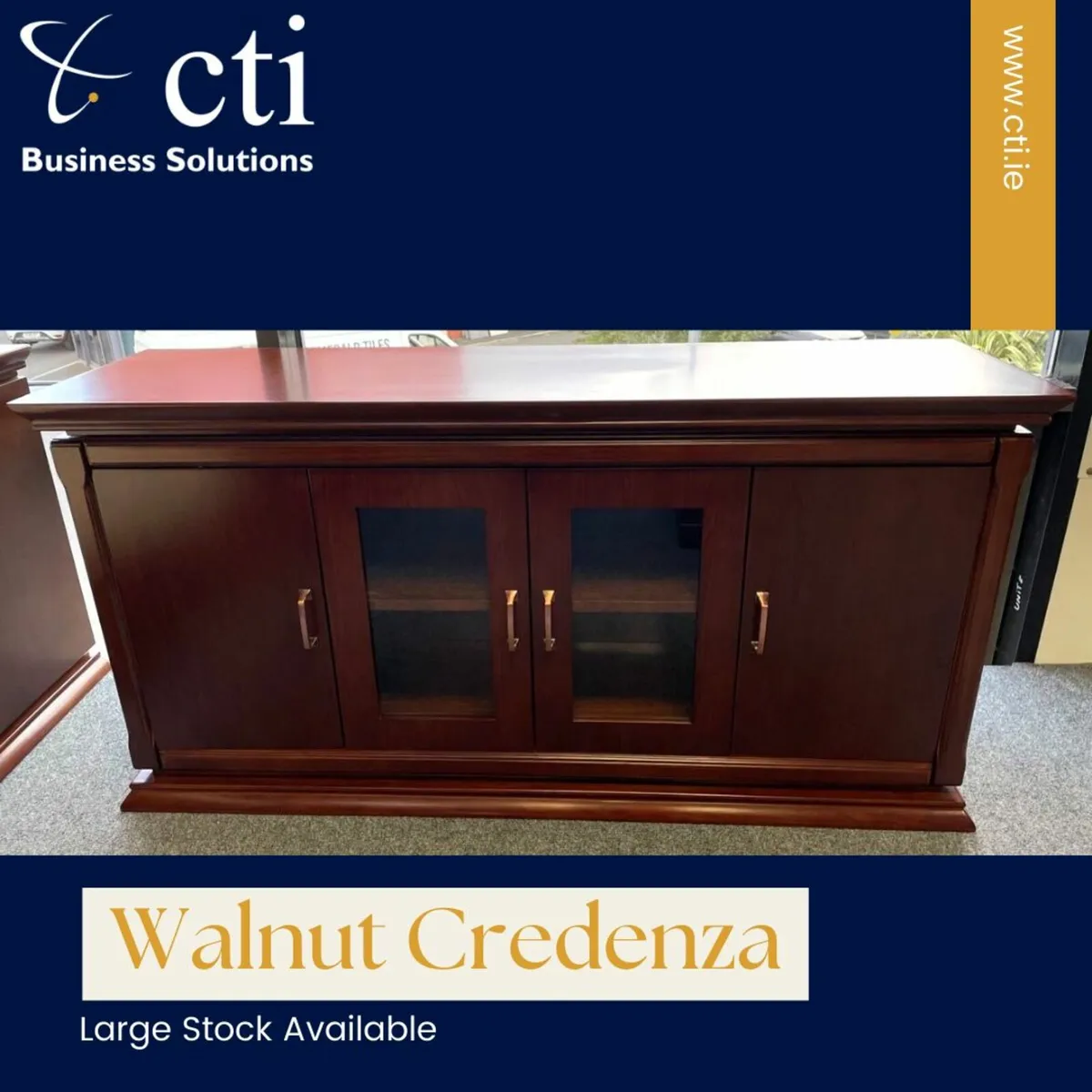 In Stock! Credenza Walnut Storage Units- Brand New - Image 1