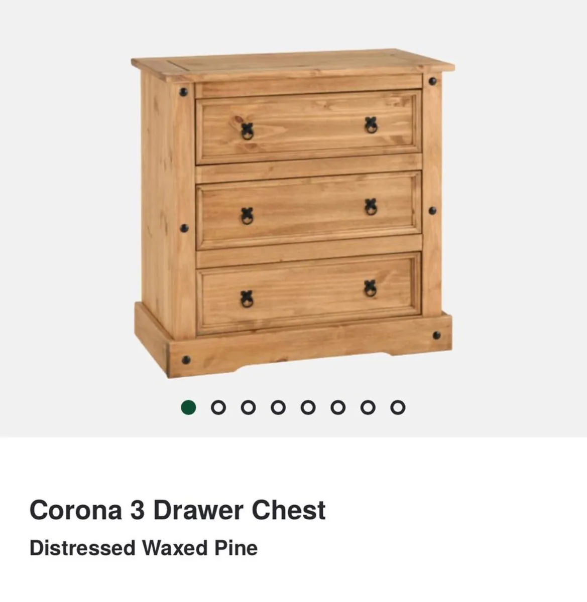 Corona 3 drawer chest - waxed pine - Image 1