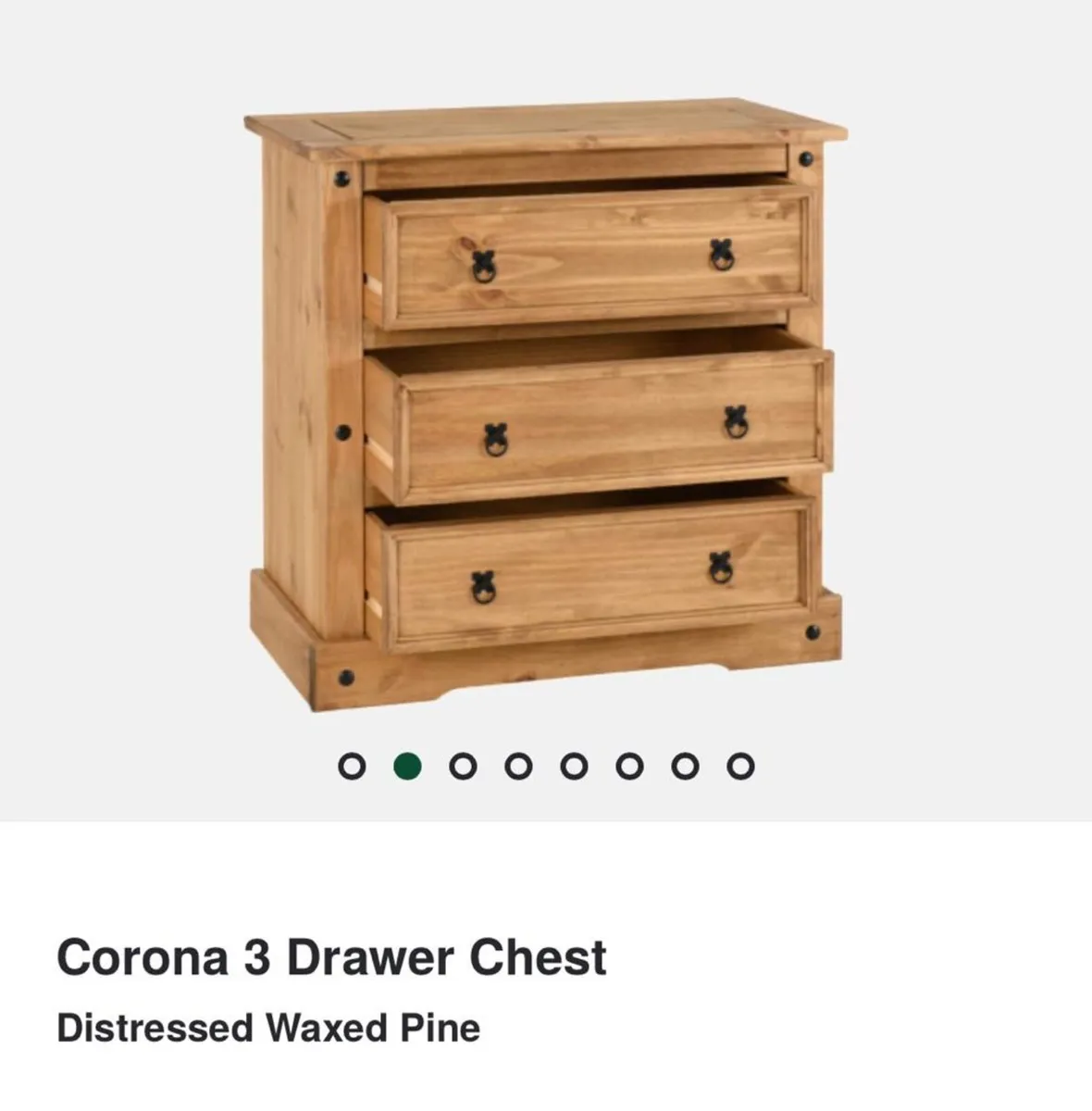 Corona 3 drawer chest - waxed pine - Image 2