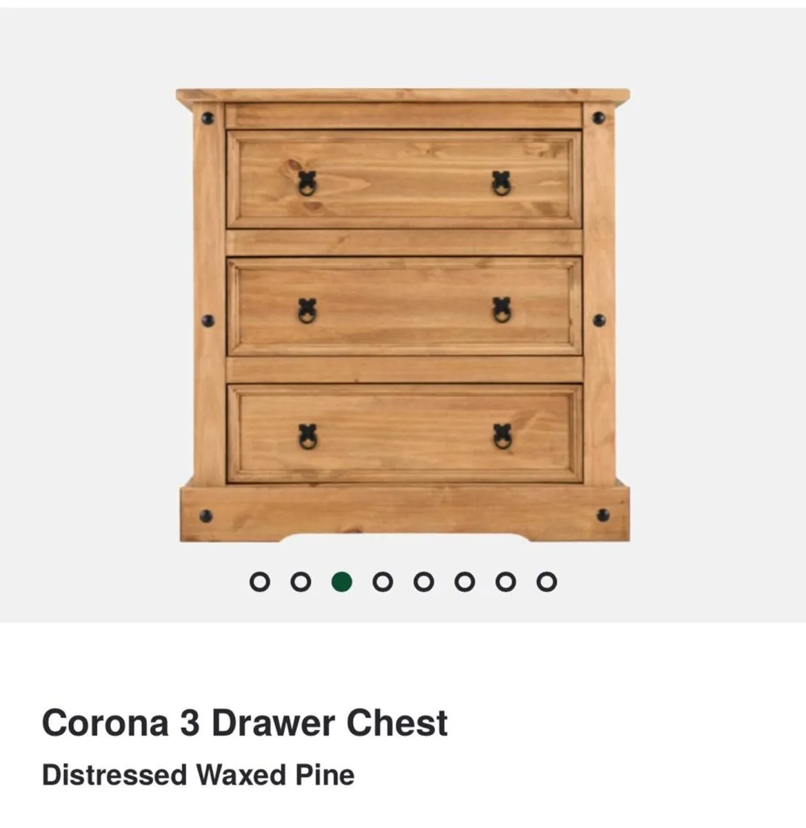 Corona 3 drawer chest - waxed pine - Image 3