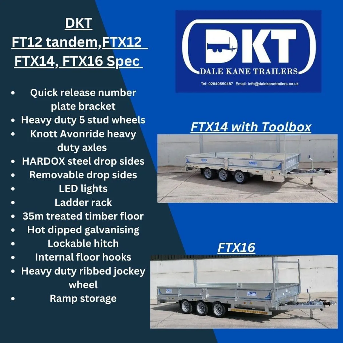 Dale Kane 8ft, 10ft, 12ft Dropside trailers - Image 3