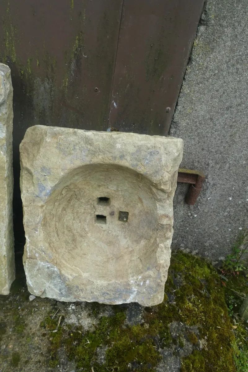 Pair  of sandstone drain tops or downpipe exits - Image 2