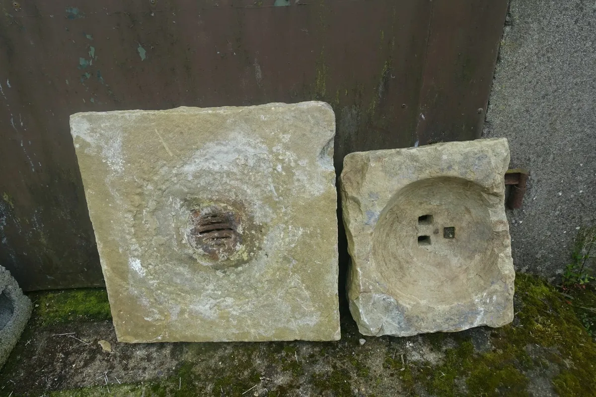 Pair  of sandstone drain tops or downpipe exits - Image 4