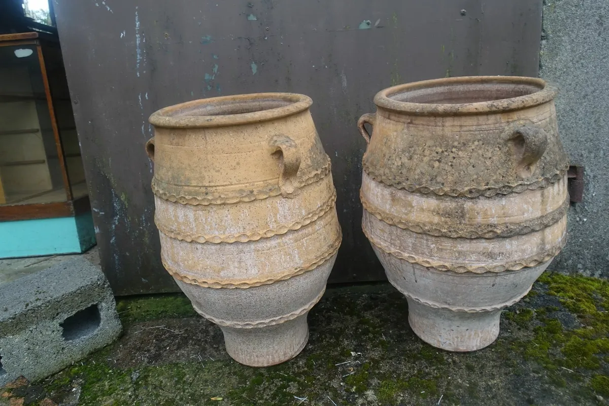 2  large  teracotta olive or fruit storage pots - Image 2