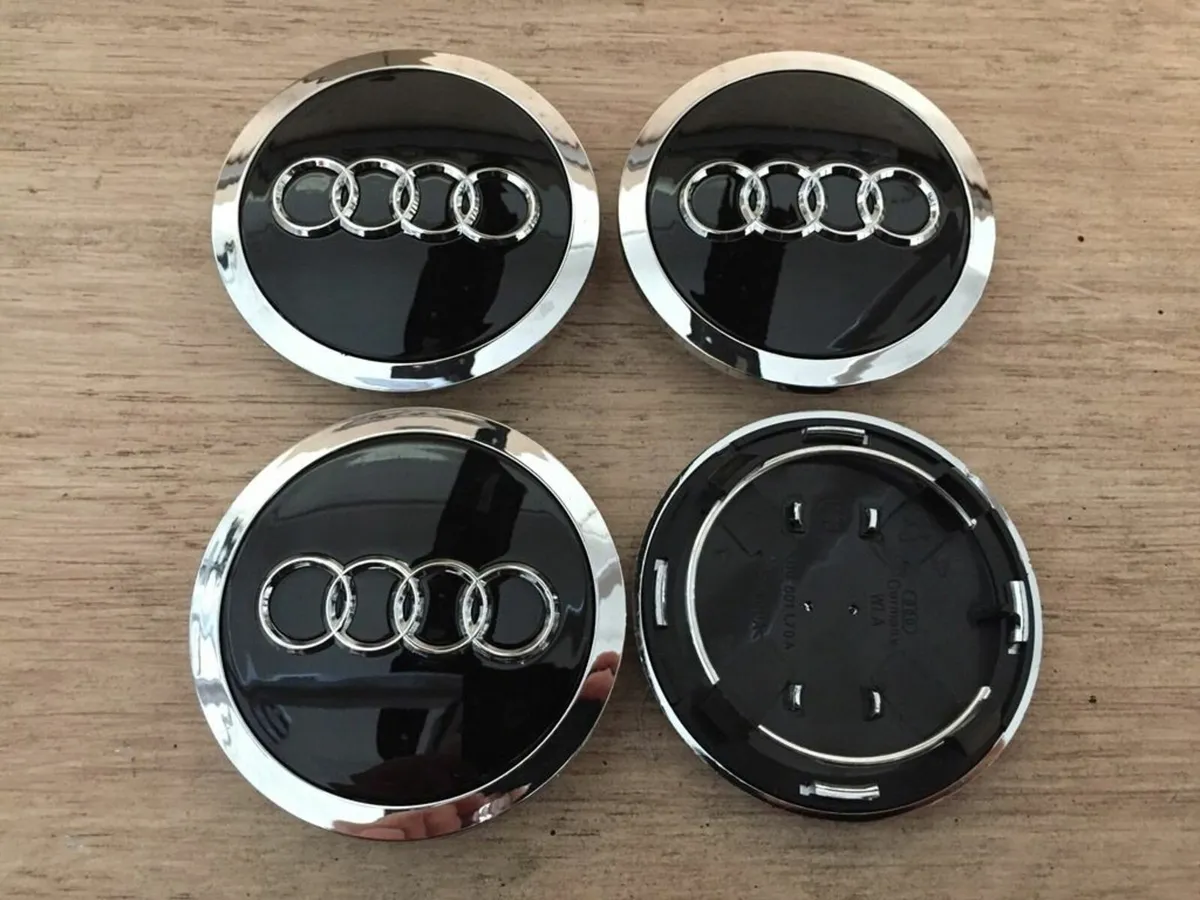 Full Set 69mm Audi wheel Centre Caps - Black/Grey - Image 1