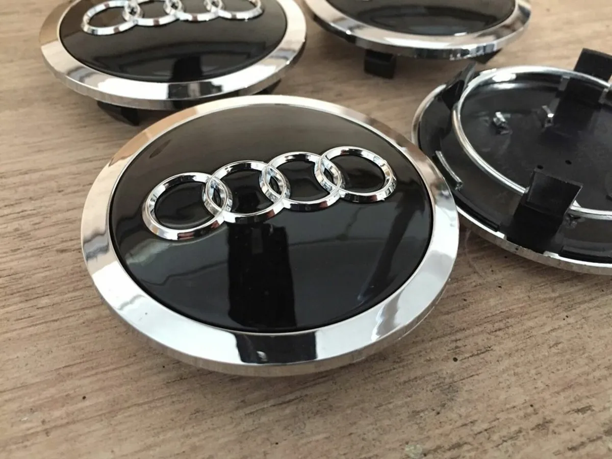 Full Set 69mm Audi wheel Centre Caps - Black/Grey - Image 2