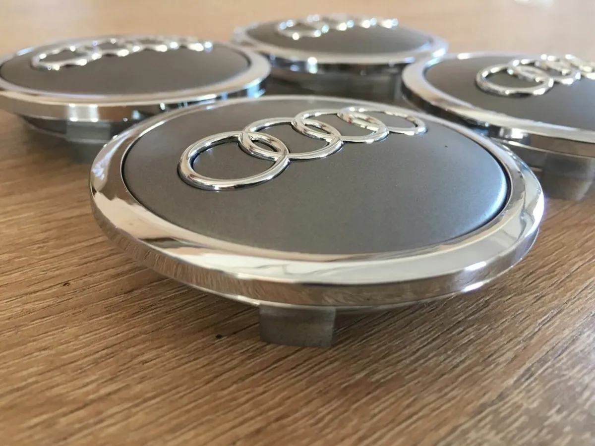 Full Set 69mm Audi wheel Centre Caps - Black/Grey - Image 3