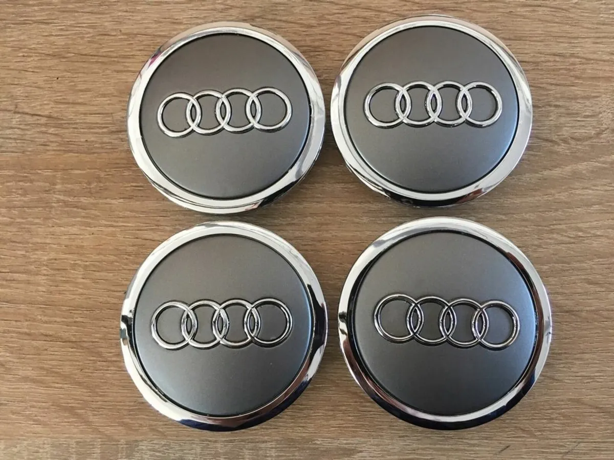 Full Set 69mm Audi wheel Centre Caps - Black/Grey - Image 4