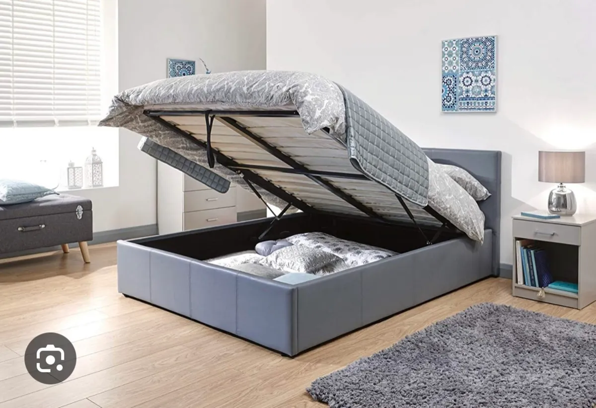 New single Grey leather Storage Bed & Mattress - Image 1