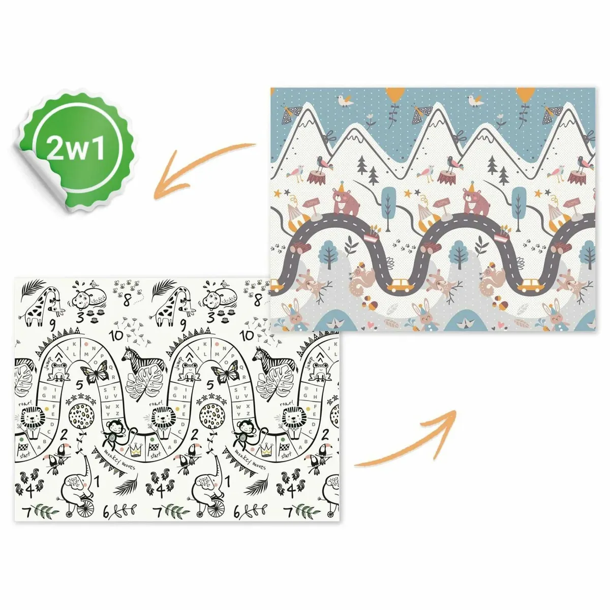 Folding Baby Play Mat 200 x150 Two-sided Animals N - Image 2