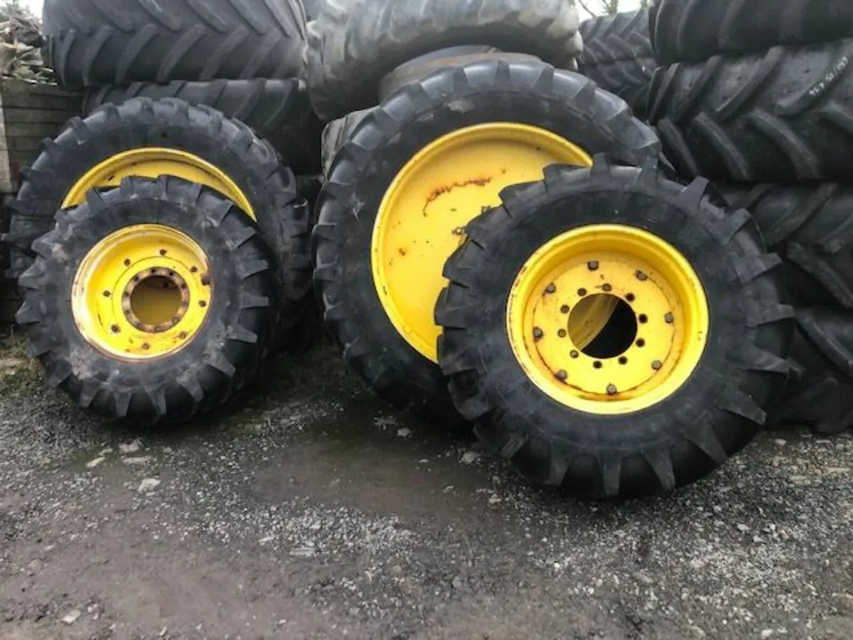 FULL SET JD Row Crop Wheels  420/80R46 & 16.9R28 - Image 1