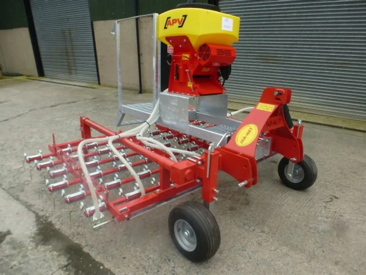 3m spring tine harrow fitted with APV Seeder - Image 4